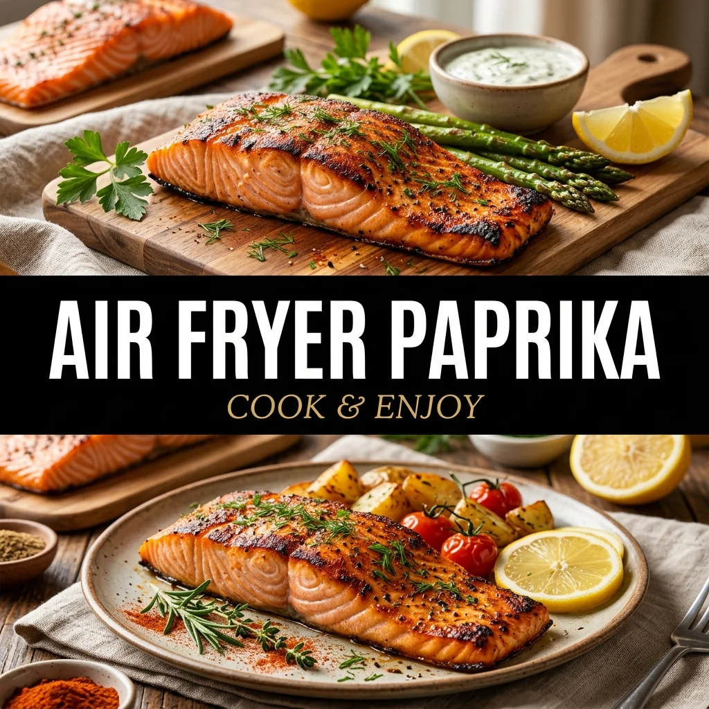 Air Fryer Paprika Salmon recipe poster