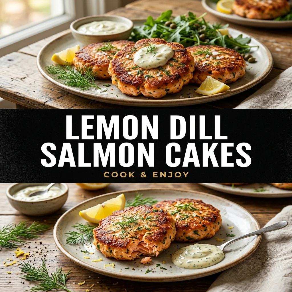 Lemon Dill Salmon Cakes recipe poster
