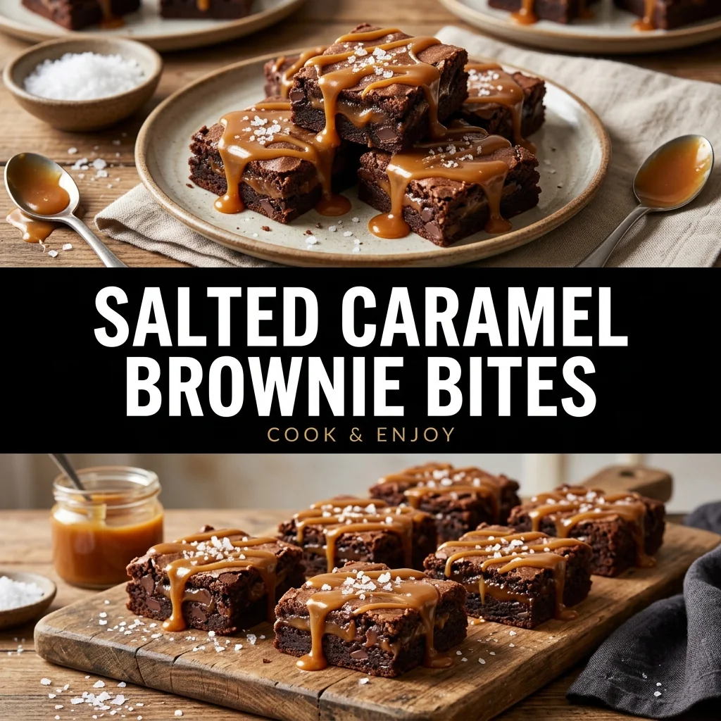 Salted Caramel Brownie Bites recipe poster